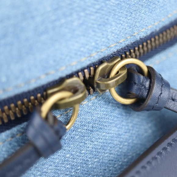 GUCCI GG Marmont Backpack Daypack 476671 Denim Leather Blue Quilted Fake Pearl - Picture 6 of 9